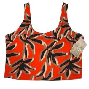SAGE Palm Tropical Floral Colorful Active Crop Sport Bra NWT Medium